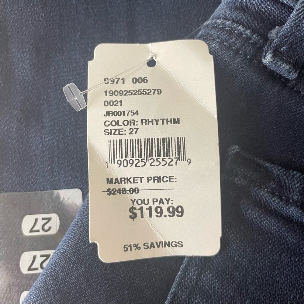JBRAND NWT SKINNY DARK WASH BLUE JEANS WITH ZIPPER HEM 27 - Picture 4 of 8